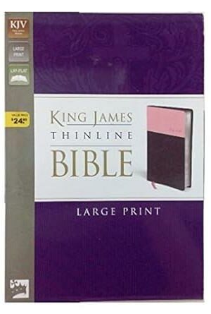 KJV Thinline Bible - Large Print (Imitation Leather, Pink/Brown)