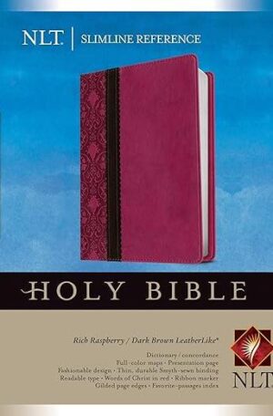 NLT Slimline Reference Bible (LeatherLike Raspberry/Brown)