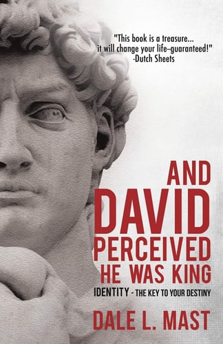 Image for And David Perceived He Was King Book cover with a grayscale David statue bust on the left and red title text reading 'AND DAVID PERCEIVED HE WAS KING' by Dale L. Mast.