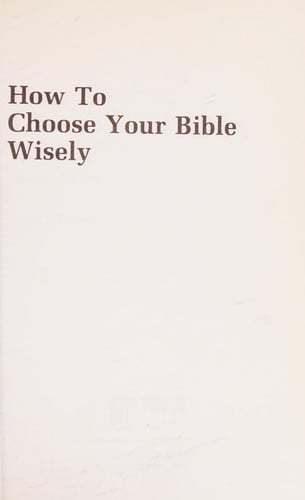 Image for How to Choose Your Bible Wisely
